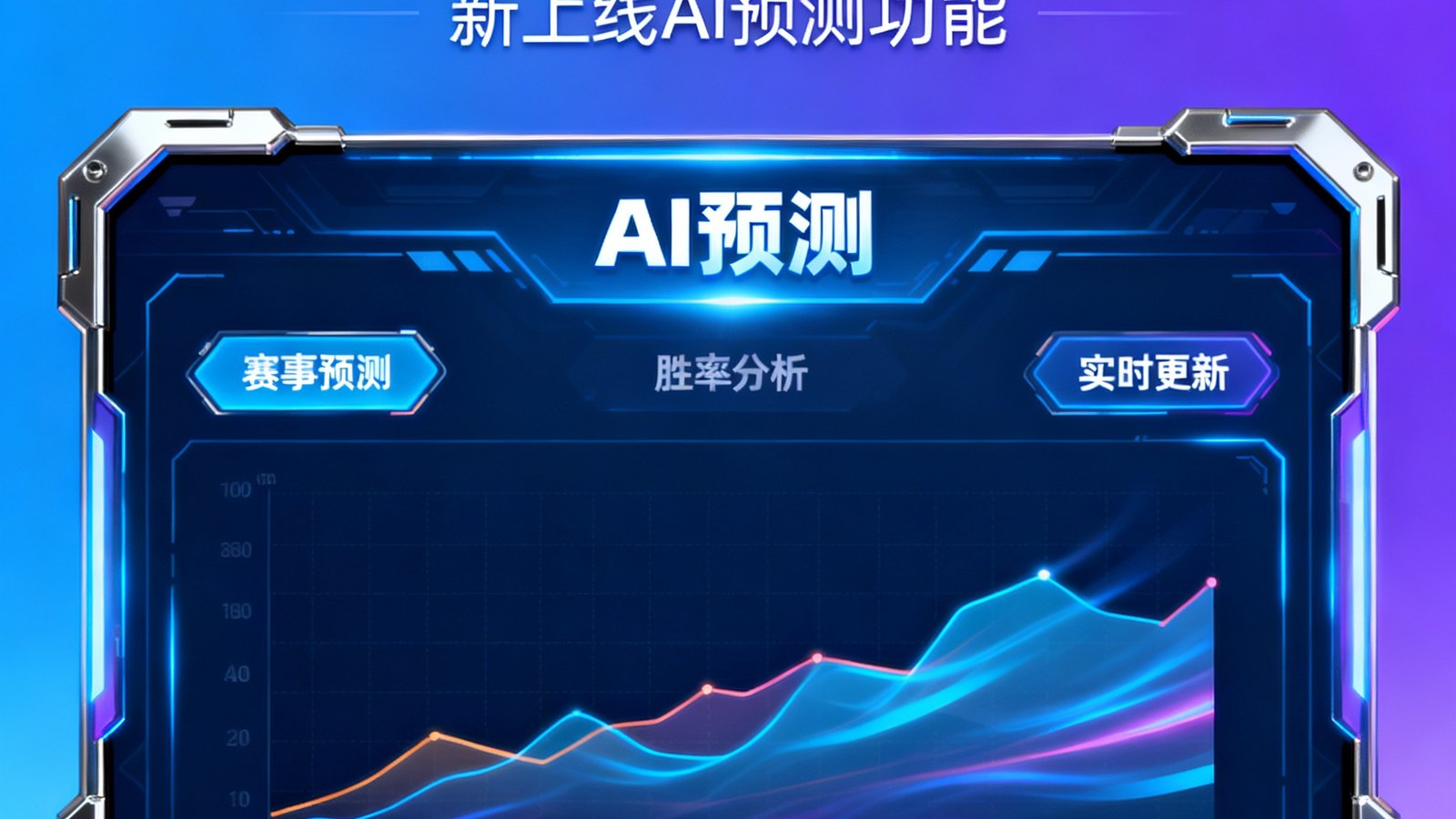 极速电竞平台V5.2版本更新公告封面，展示新上线的AI预测功能界面