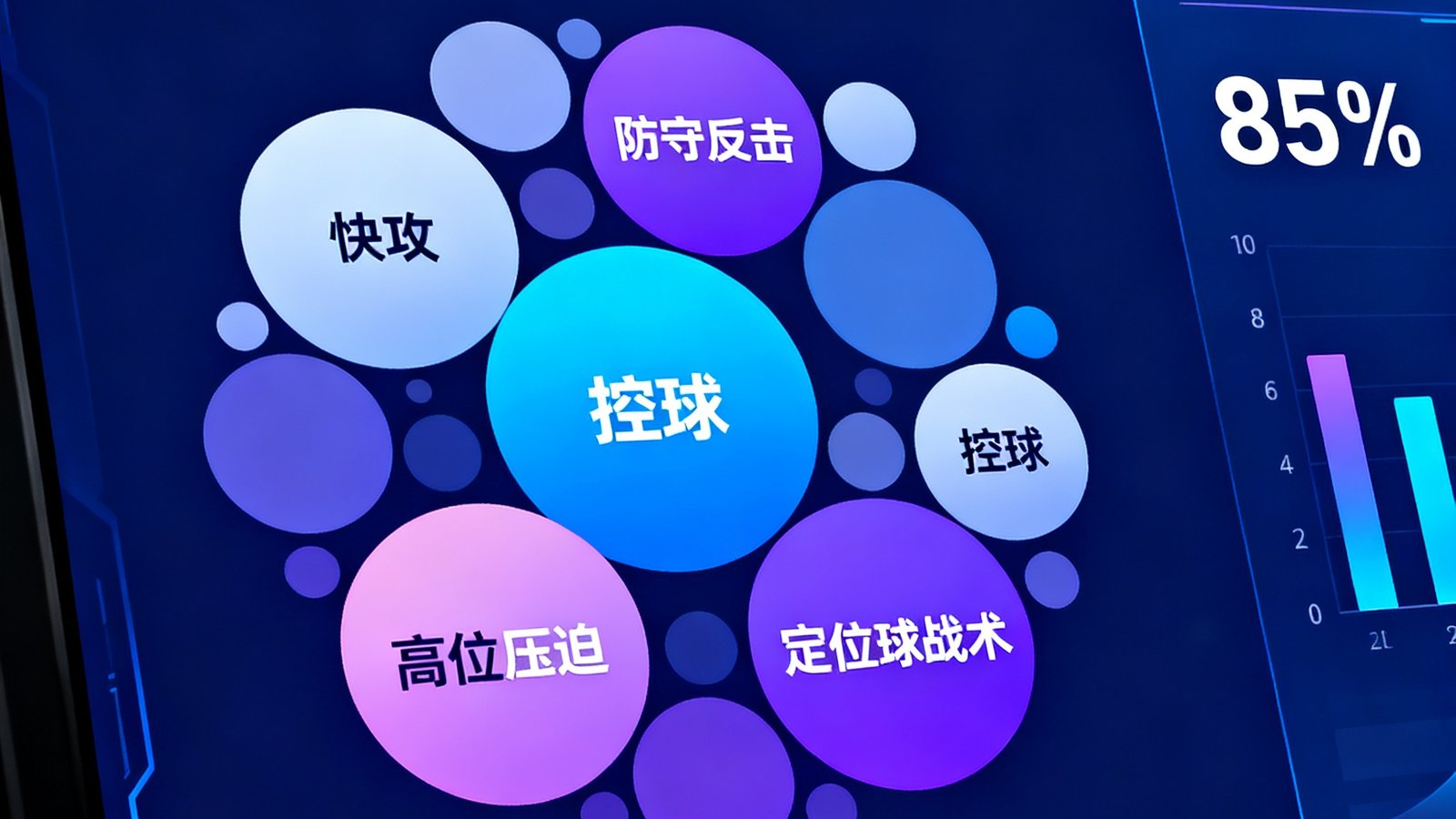 AI战术偏好分析系统界面，展示战队战术风格标签云和倾向性评分